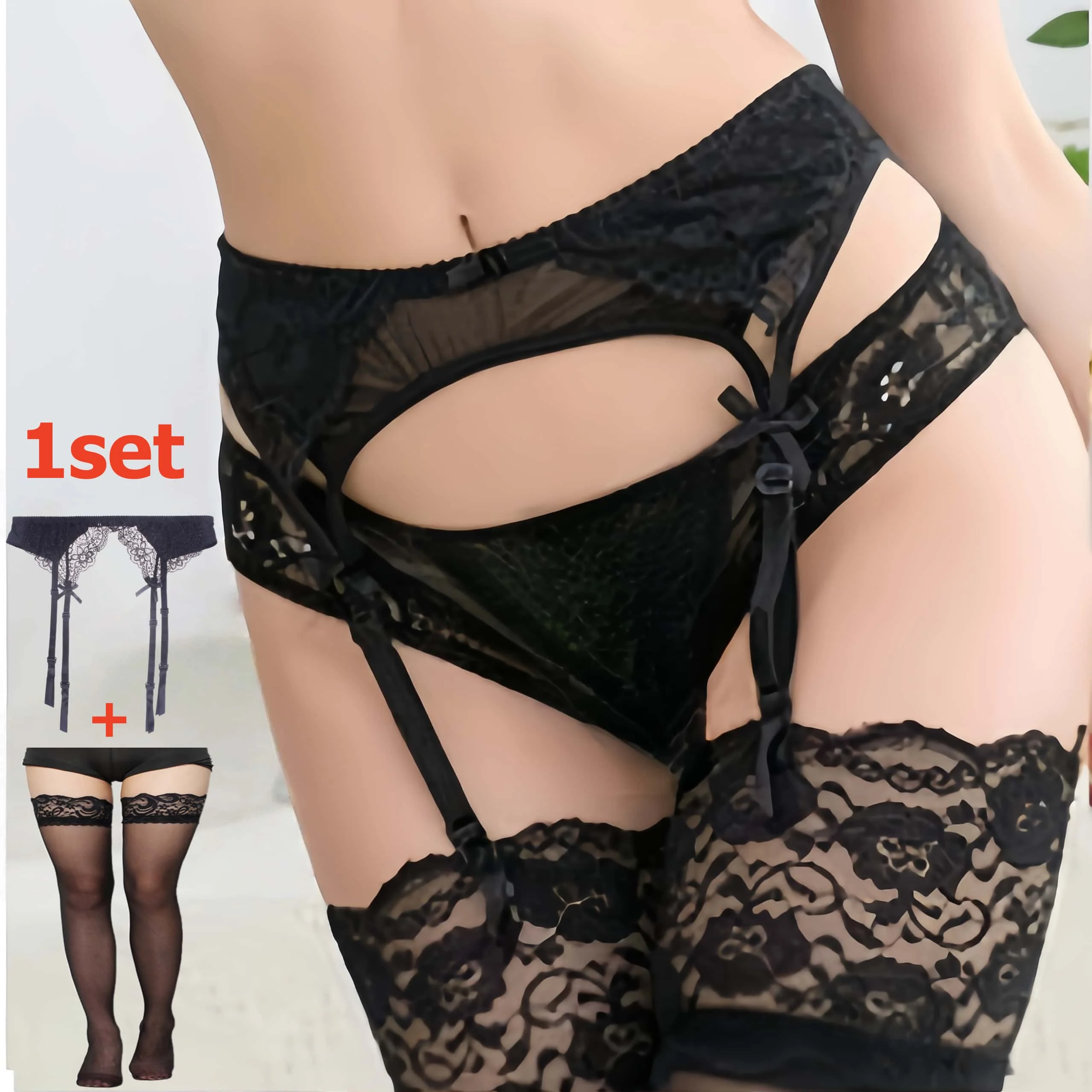 Tights Pantyhose Sheer - 2PCS 여성용 서스펜더 레이스 스타킹 및