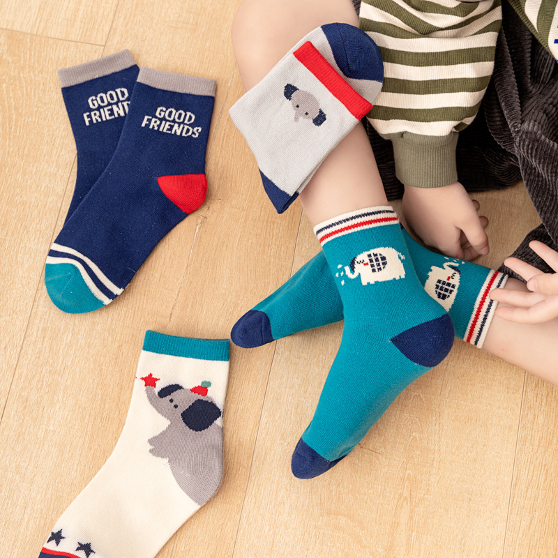 5팩 어린이용 남아용 양말 만화 코끼리 별 줄무늬 프린 - Cotton Crew Sock Pack 리뷰 및 가격