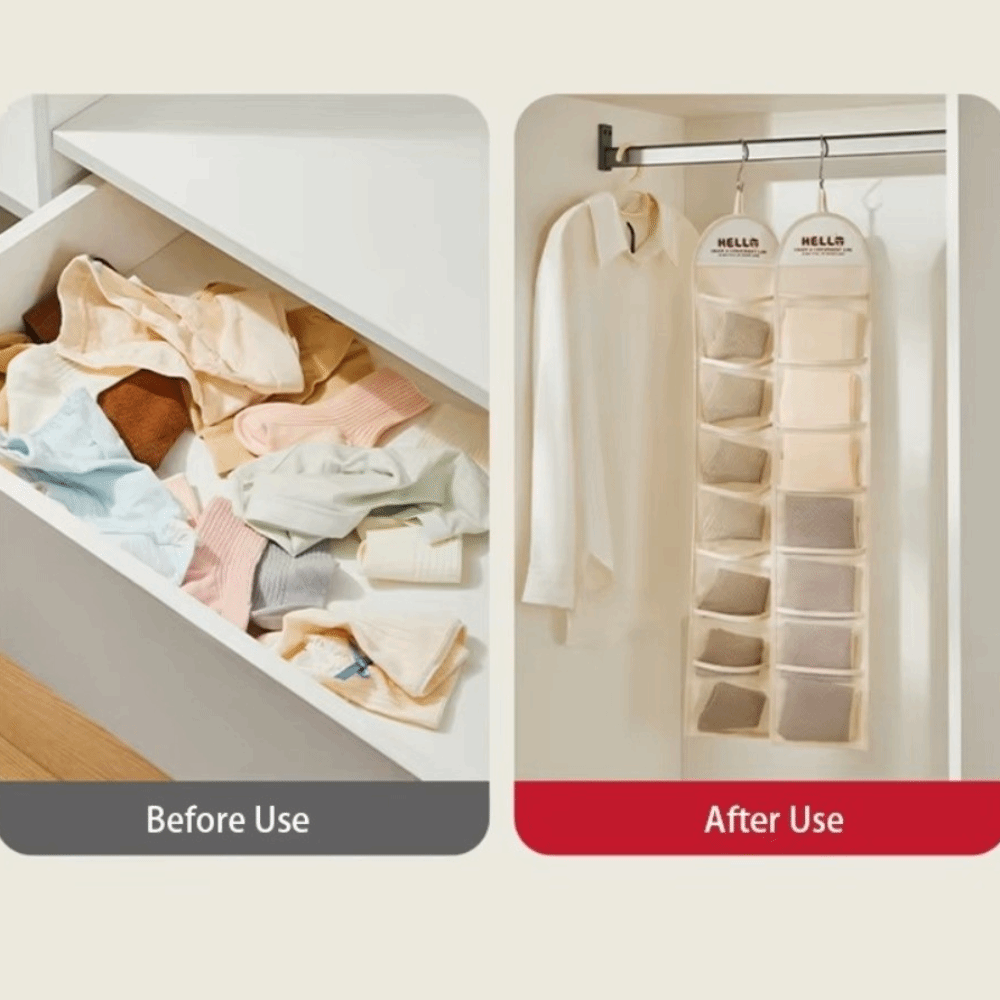 문 뒤 걸이형 수납 가방 7칸 다용도 포켓 속옷 정리  - Sock Organizer Tray 리뷰 및 가격