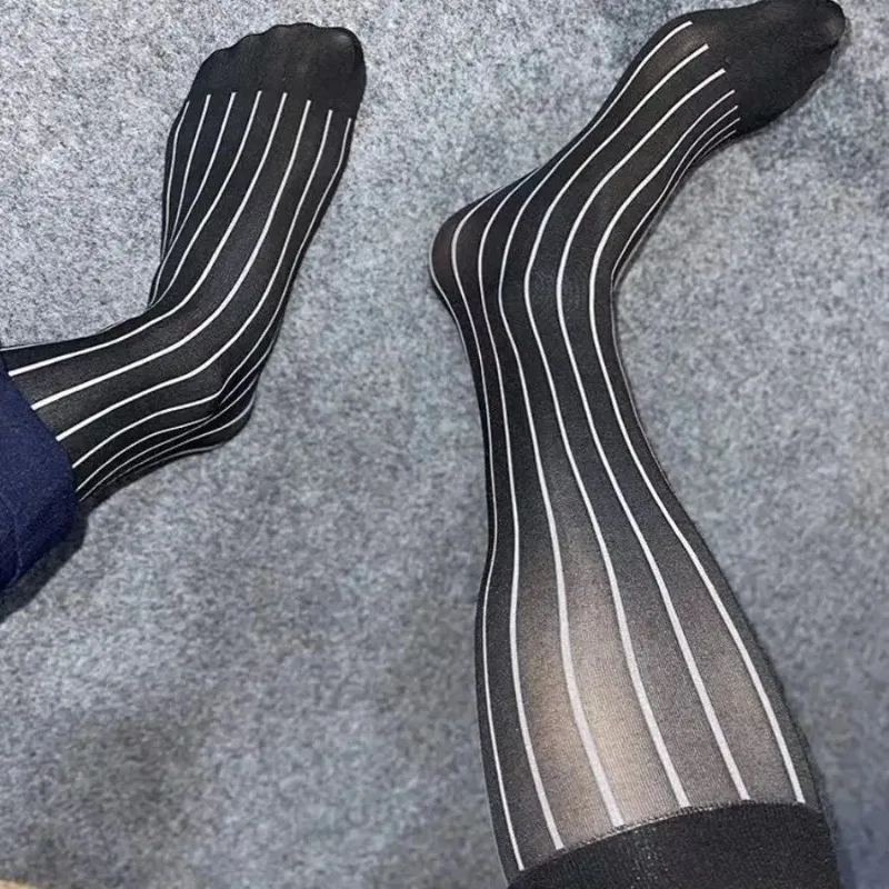 남성 스트라이프 양말 남성용 초박형 실크 정장 드레스  - Dress Sock Men 리뷰 및 가격