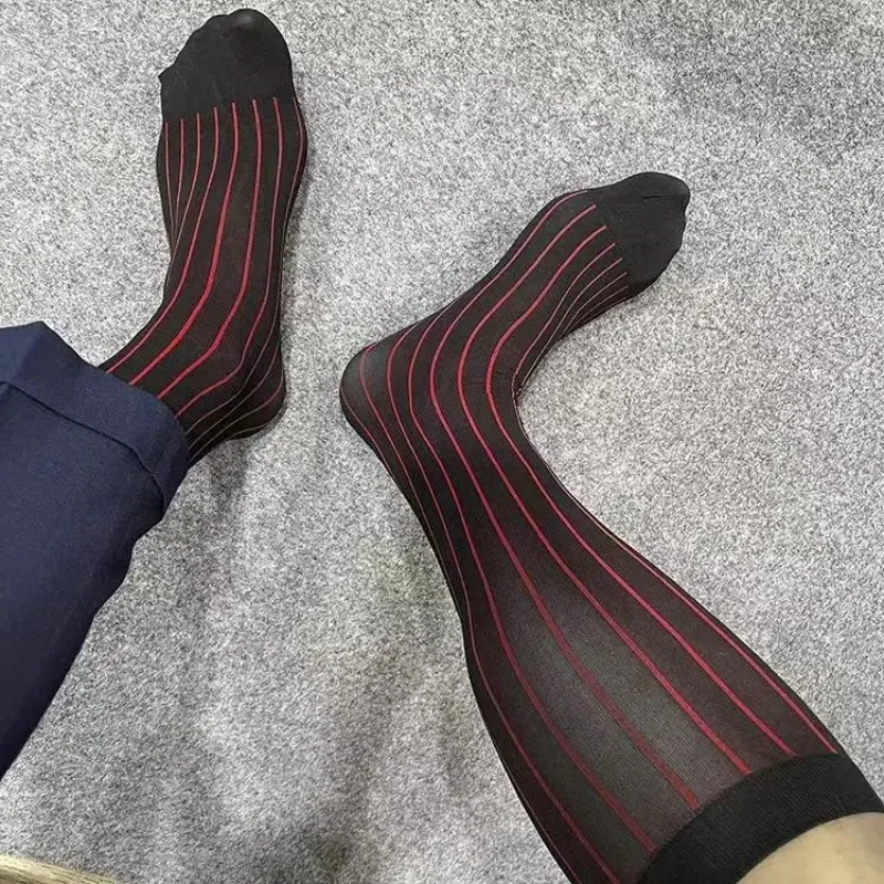 남성 스트라이프 양말 남성용 초박형 실크 정장 드레스  - Dress Sock Men 리뷰 및 가격